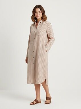 Anthropologie Red and Cream Striped Button-Up Shirt